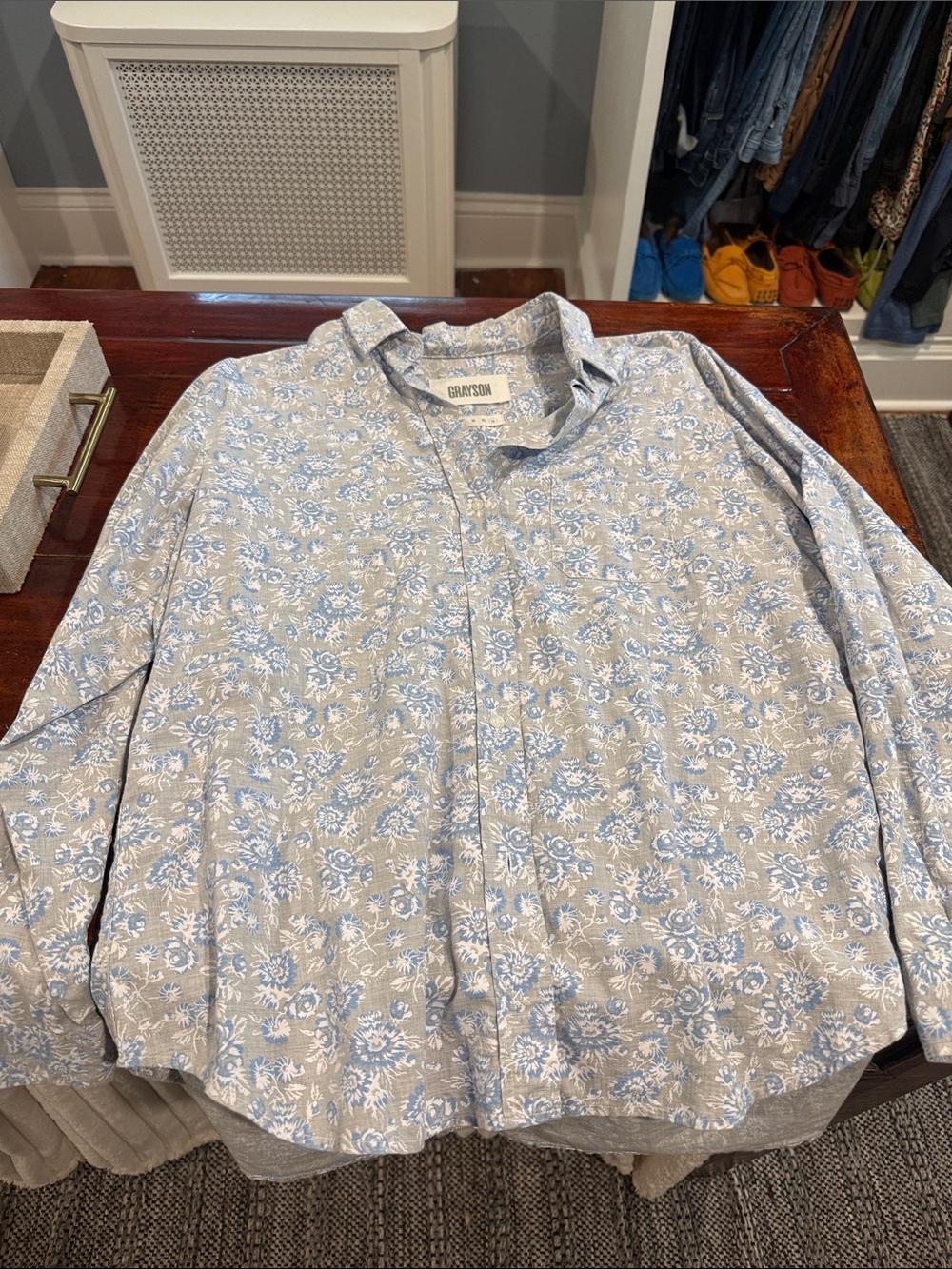 Grayson Women's Blue Floral Button-Up Shirt